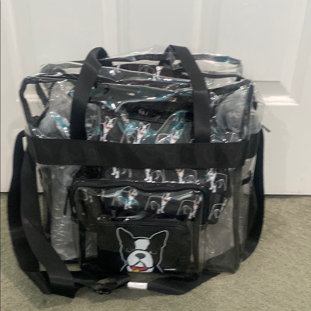 🐾marc tetro Black & Clear Boston Terrier,Large Travel Bag